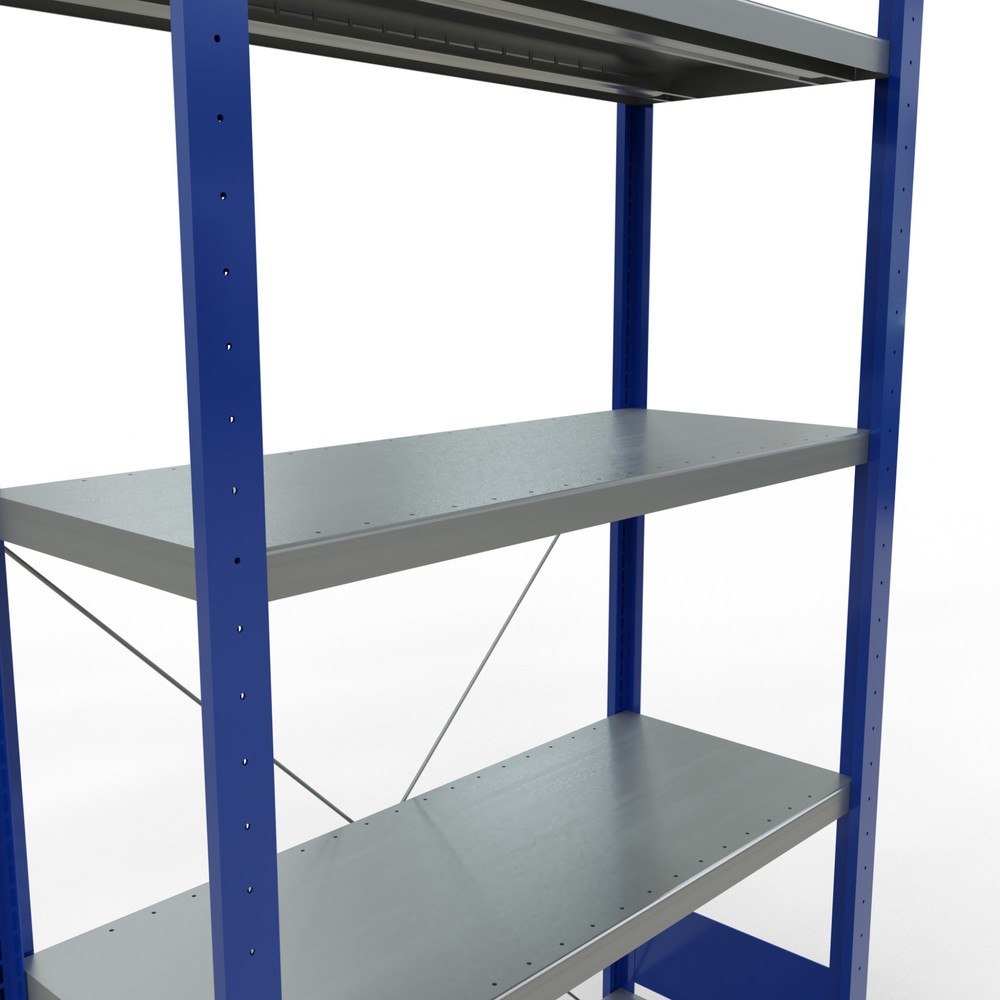 Numéro de l'image du produit 5: SCHULTE Rayonnage à tablettes, bleu gentiane / galvanisé, avec 5 tablettes en tôle d’acier, charge par tablette 330 kg, HxlxP 2 000 x 1 060 x 436 mm