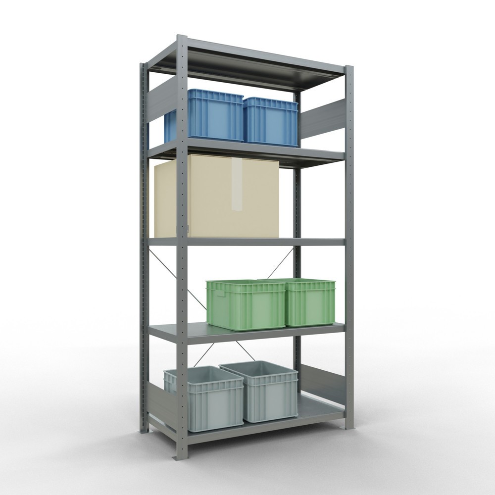 Numéro de l'image du produit 3: SCHULTE Rayonnage à tablettes galvanisé avec 5 tablettes en tôle d’acier, charge par tablette 330 kg, HxlxP 2 000 x 1 060 x 536 mm