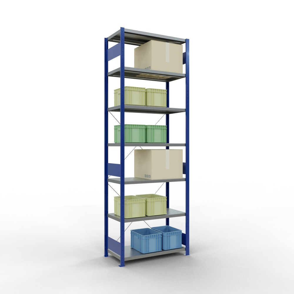Numéro de l'image du produit 3: SCHULTE Rayonnage à tablettes, bleu gentiane / galvanisé, charge par tablette 330 kg, HxlxP 3 000 x 1 060 x 536 mm
