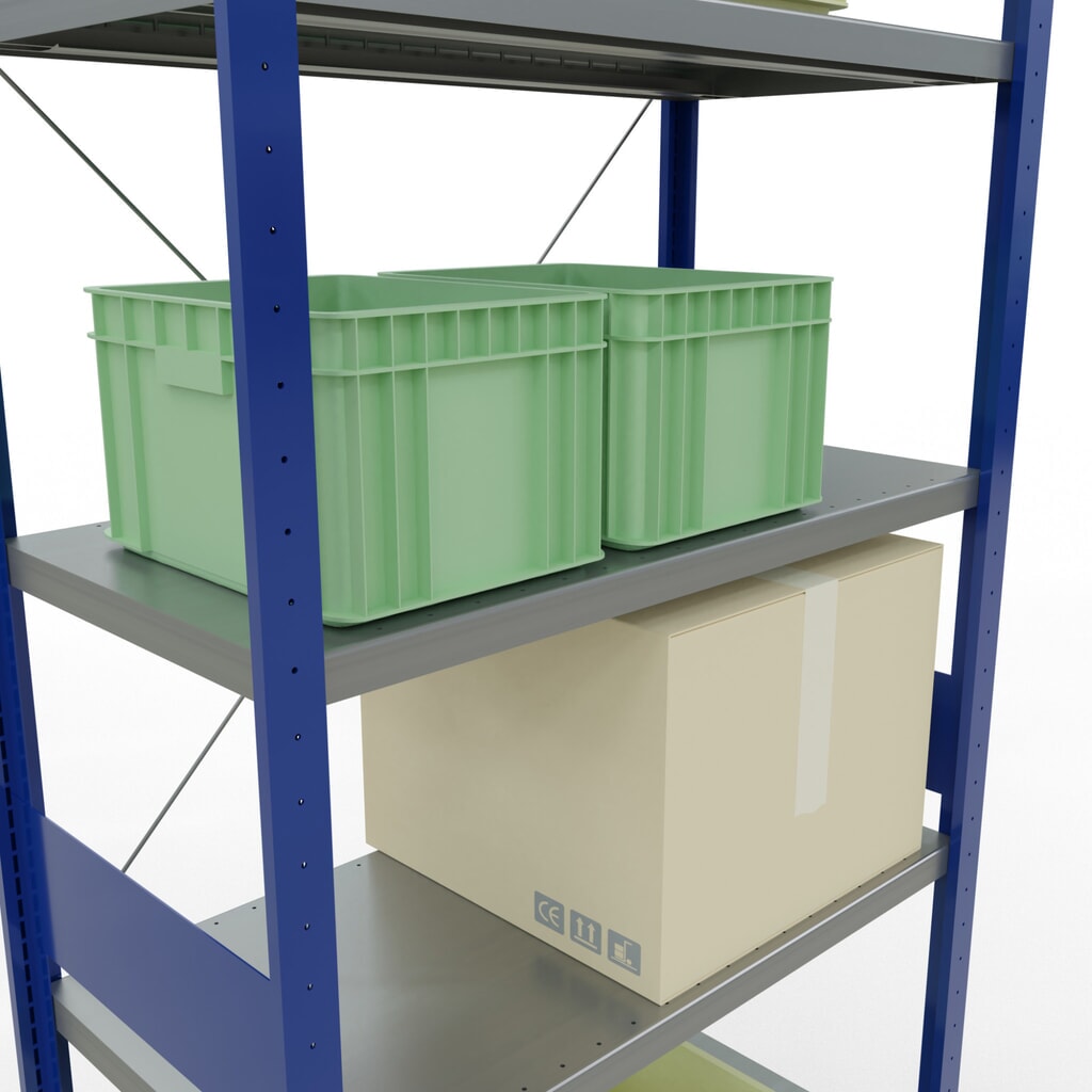 N° de l'image du produit 4 : SCHULTE Rayonnage à tablettes, bleu gentiane / galvanisé, charge par tablette 330 kg, HxlxP 3 000 x 1 060 x 536 mm
