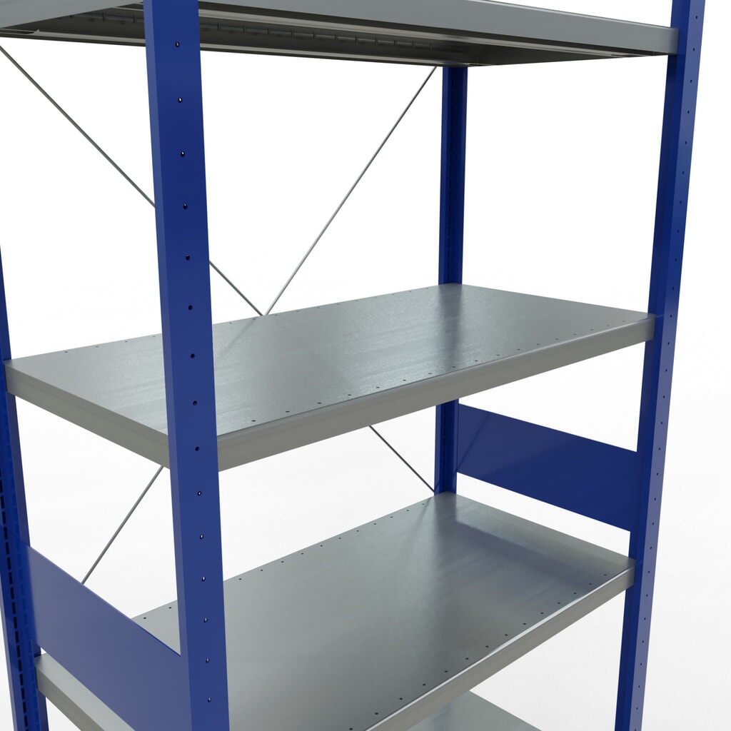 N° de l'image du produit 5 : SCHULTE Rayonnage à tablettes, bleu gentiane / galvanisé, charge par tablette 330 kg, HxlxP 3 000 x 1 060 x 536 mm