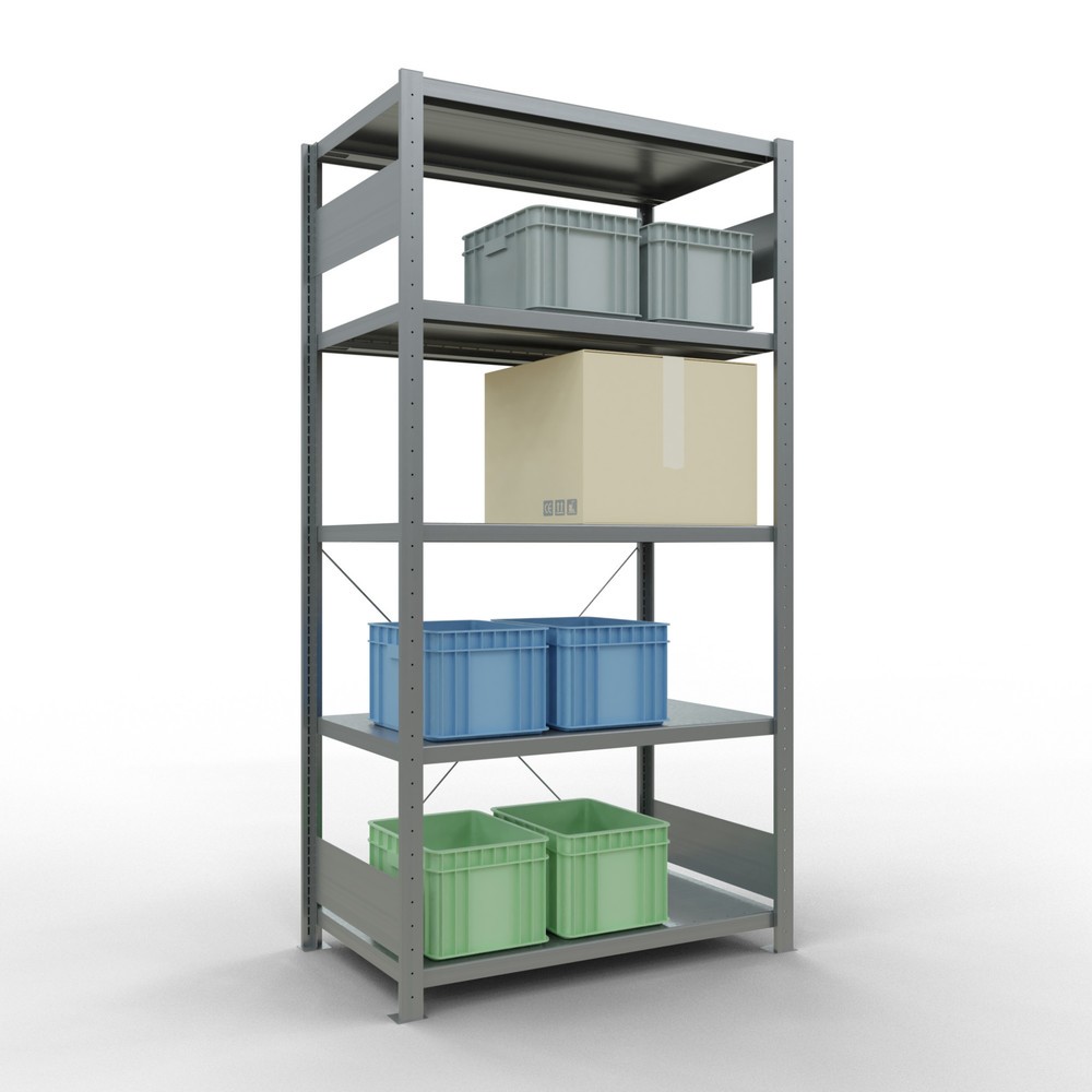 Numéro de l'image du produit 3: SCHULTE Rayonnage à tablettes galvanisé avec 5 tablettes en tôle d’acier, charge par tablette 330 kg, HxlxP 2 000 x 1 060 x 636 mm