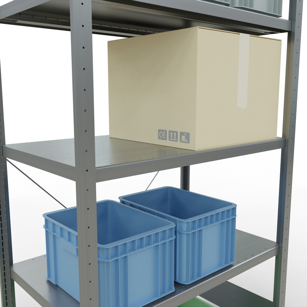 Numéro de l'image du produit 4: SCHULTE Rayonnage à tablettes galvanisé avec 5 tablettes en tôle d’acier, charge par tablette 330 kg, HxlxP 2 000 x 1 060 x 636 mm