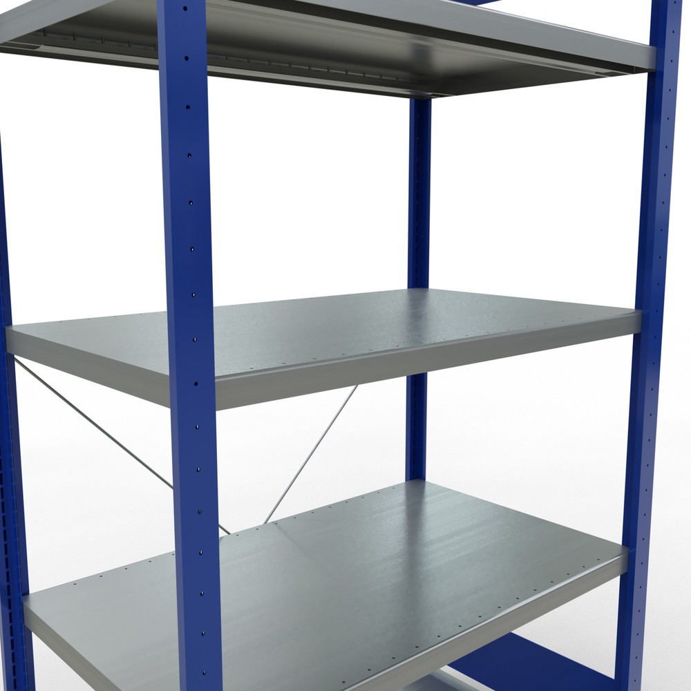 Numéro de l'image du produit 5: SCHULTE Rayonnage à tablettes, bleu gentiane / galvanisé, avec 5 tablettes en tôle d’acier, charge par tablette 330 kg, HxlxP 2 000 x 1 060 x 636 mm