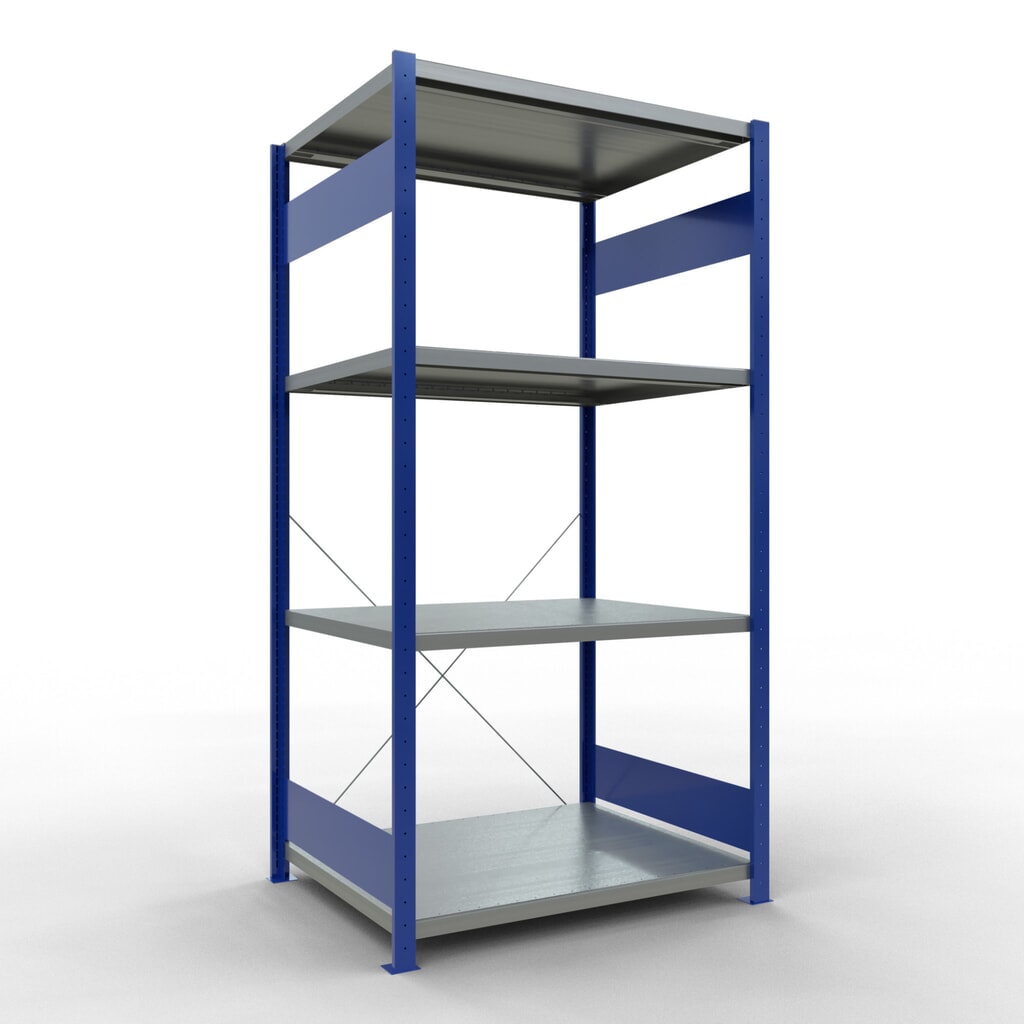 SCHULTE Rayonnage à tablettes, bleu gentiane / galvanisé, avec 5 tablettes en tôle d’acier, charge par tablette 330 kg, HxlxP 2 000 x 1 060 x 836 mm Illustration du produit: SCHULTE Rayonnage à tablettes, bleu gentiane / galvanisé, avec 5 tablettes en tôle d’acier, charge par tablette 330 kg, HxlxP 2 000 x 1 060 x 836 mm
