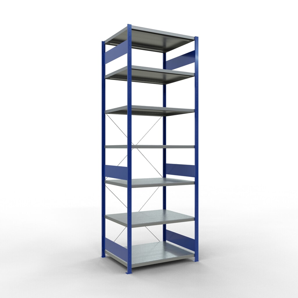 Illustration du produit: SCHULTE Rayonnage à tablettes, bleu gentiane / galvanisé, charge par tablette 330 kg, HxlxP 3 000 x 1 060 x 836 mm