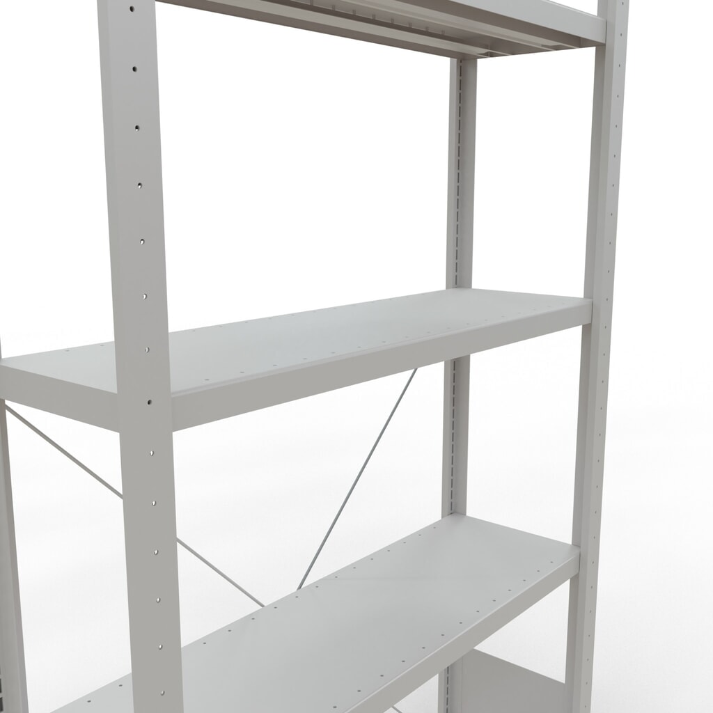 SCHULTE Rayonnage à tablettes gris clair avec 5 tablettes en tôle d’acier, charge par tablette 330 kg, HxlxP 2 000 x 1 060 x 336 mm N° de l'image du produit 5 : SCHULTE Rayonnage à tablettes gris clair avec 5 tablettes en tôle d’acier, charge par tablette 330 kg, HxlxP 2 000 x 1 060 x 336 mm