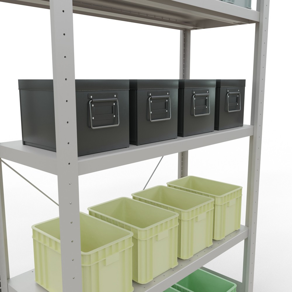 Numéro de l'image du produit 4: SCHULTE Rayonnage à tablettes gris clair avec 5 tablettes en tôle d’acier, charge par tablette 330 kg, HxlxP 2 000 x 1 060 x 436 mm