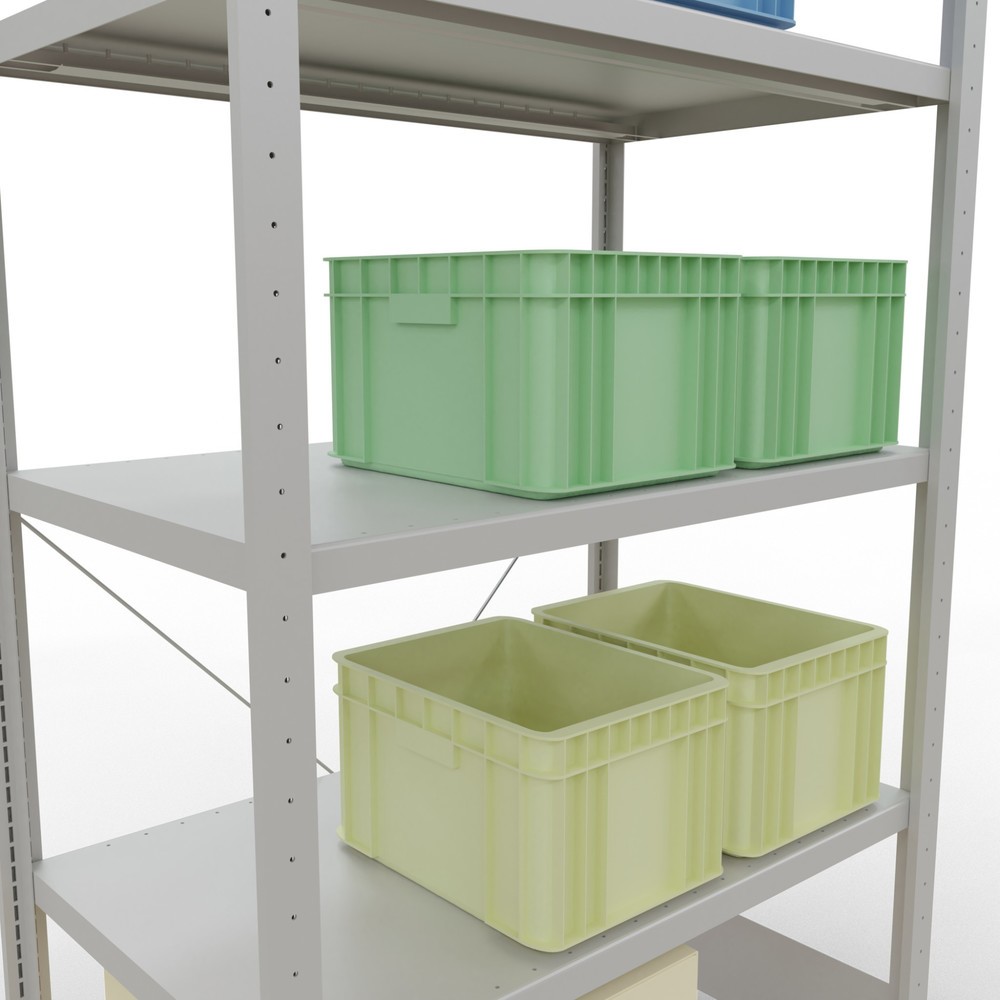 N° de l'image du produit 4 : SCHULTE Rayonnage à tablettes gris clair avec 5 tablettes en tôle d’acier, charge par tablette 330 kg, HxlxP 2 000 x 1 060 x 636 mm