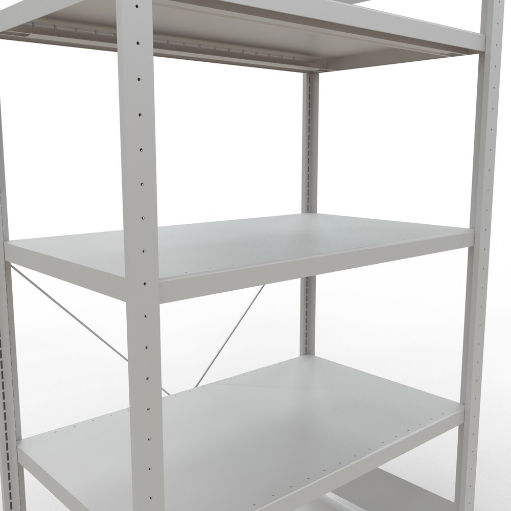 N° de l'image du produit 5 : SCHULTE Rayonnage à tablettes gris clair avec 5 tablettes en tôle d’acier, charge par tablette 330 kg, HxlxP 2 000 x 1 060 x 636 mm
