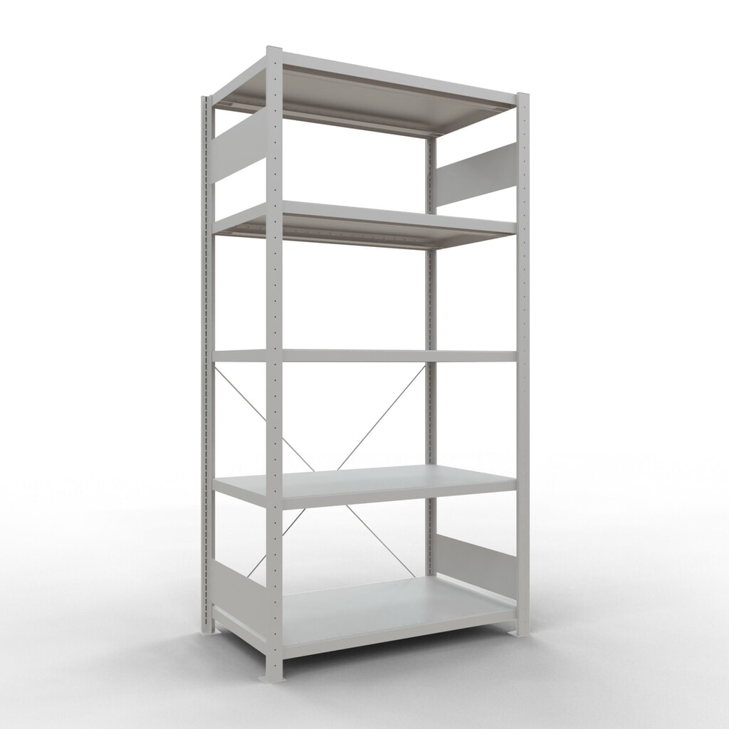 Illustration du produit: SCHULTE Rayonnage à tablettes gris clair avec 5 tablettes en tôle d’acier, charge par tablette 330 kg, HxlxP 2 000 x 1 060 x 636 mm