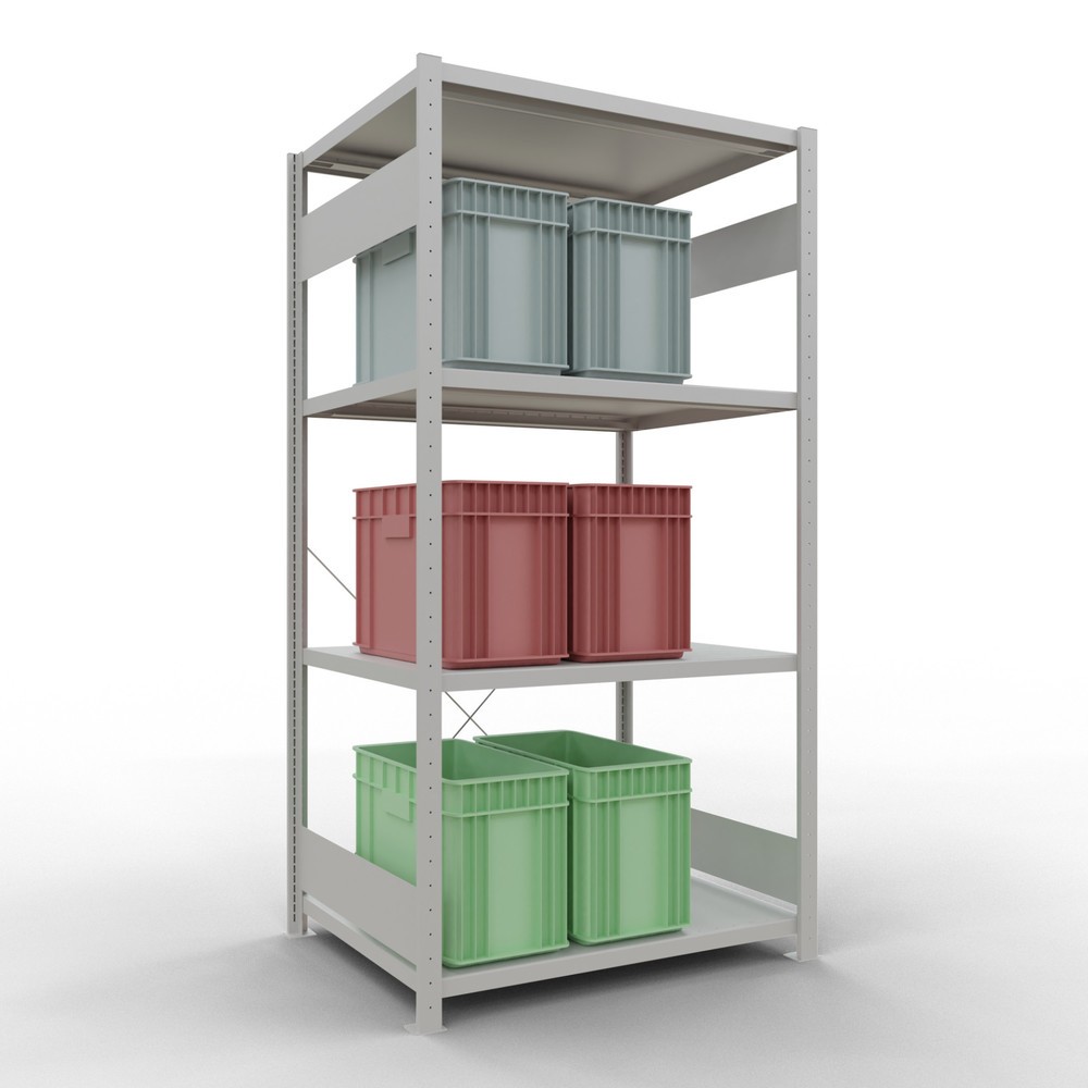 Numéro de l'image du produit 3: SCHULTE Rayonnage à tablettes gris clair avec 5 tablettes en tôle d’acier, charge par tablette 330 kg, HxlxP 2 000 x 1 060 x 836 mm