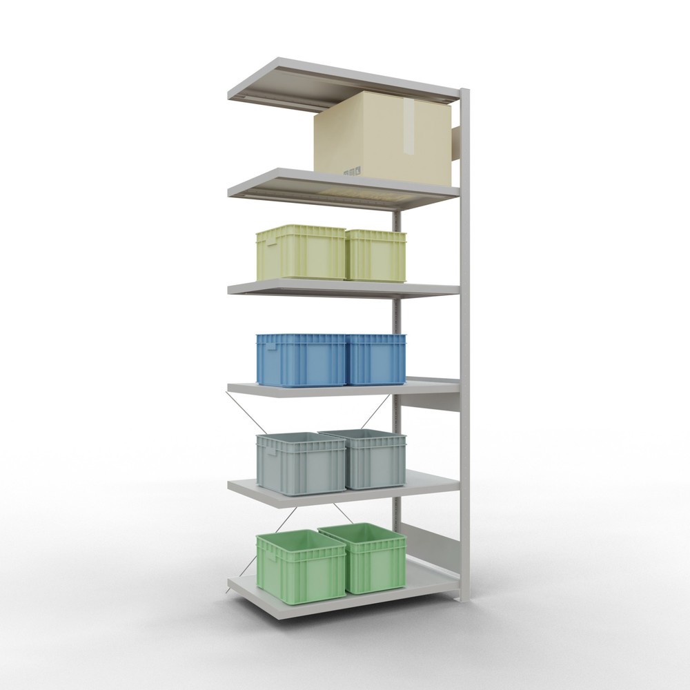 Numéro de l'image du produit 3: Rayonnage à tablettes SCHULTE, système à emboîter, travée auxiliaire, charge par tablette 330 kg, gris clair, HxlxP 2500 x 1000 x 600 mm