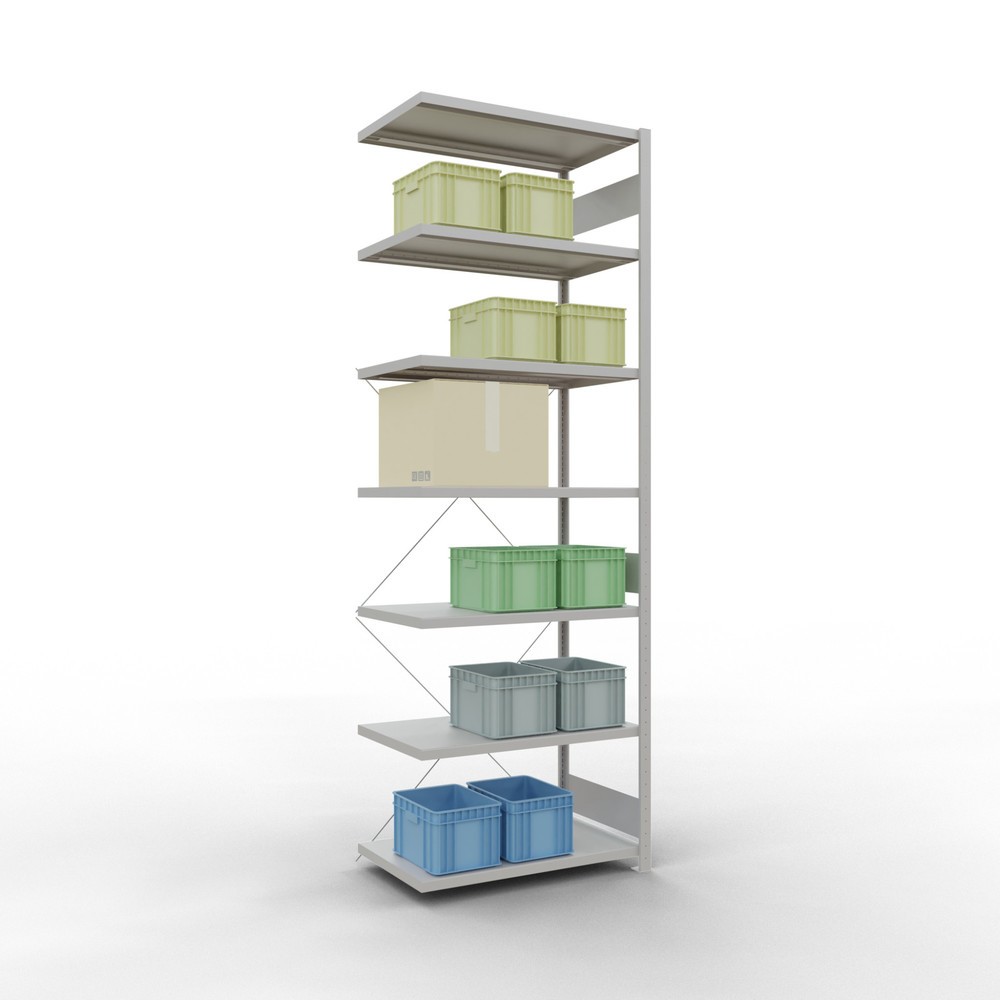 Numéro de l'image du produit 3: Rayonnage à tablettes SCHULTE, système à emboîter, travée auxiliaire, charge par tablette 330 kg, gris clair, HxlxP 3000 x 1000 x 600 mm