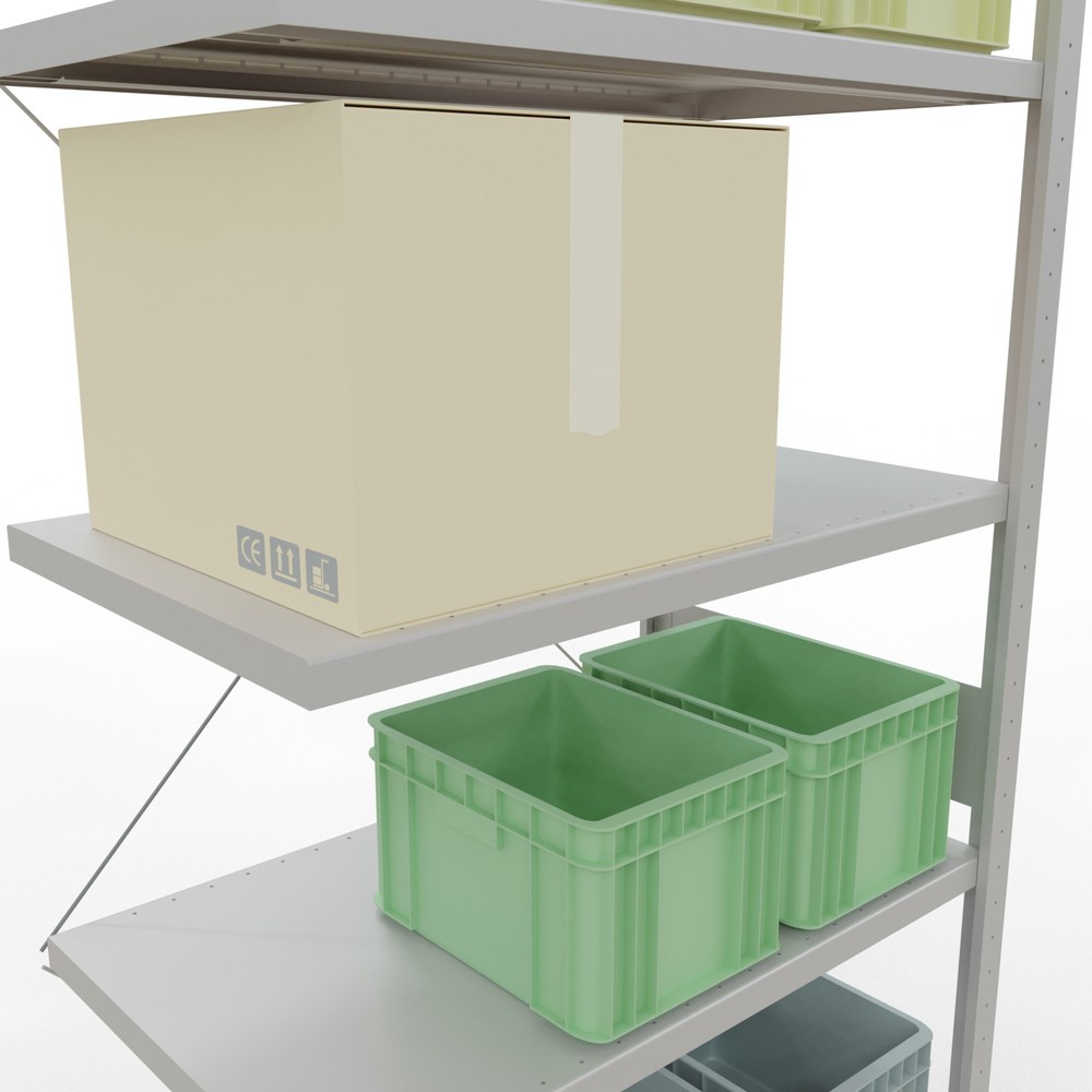 Numéro de l'image du produit 4: Rayonnage à tablettes SCHULTE, système à emboîter, travée auxiliaire, charge par tablette 330 kg, gris clair, HxlxP 3000 x 1000 x 600 mm