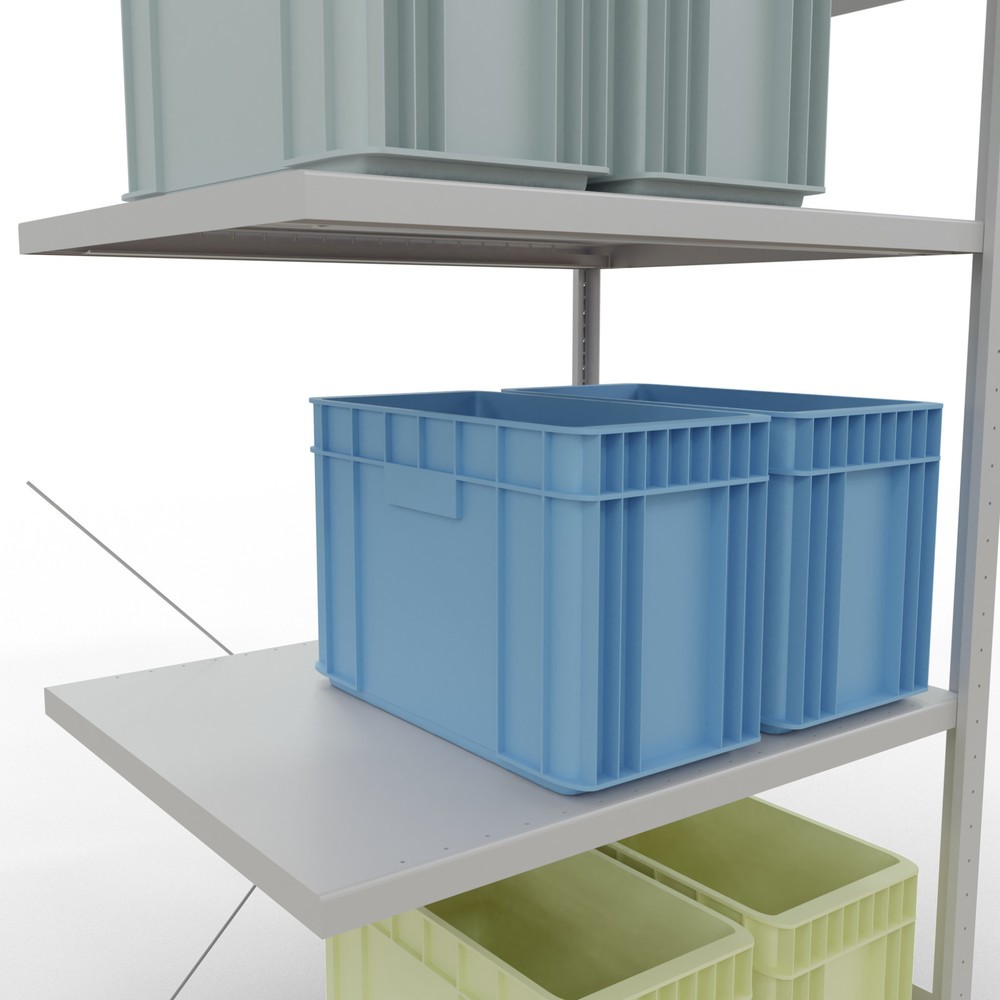 N° de l'image du produit 4 : Rayonnage à tablettes SCHULTE, système à emboîter, travée auxiliaire, charge par tablette 330 kg, gris clair, HxlxP 2000 x 1000 x 800 mm