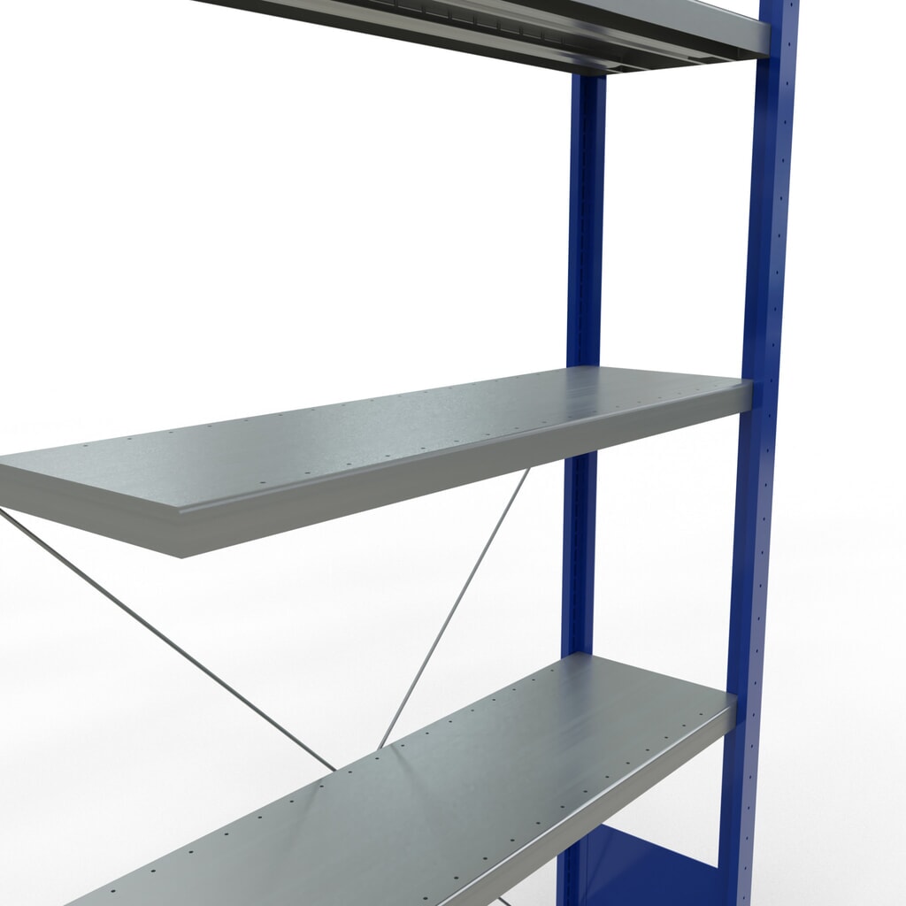 N° de l'image du produit 5 : Rayonnage à tablettes SCHULTE, montage par enfichage, travée auxiliaire, charge par tablette 330 kg, bleu gentiane/galvanisé, H x l x P 2 000 x 1 000 x 300 mm