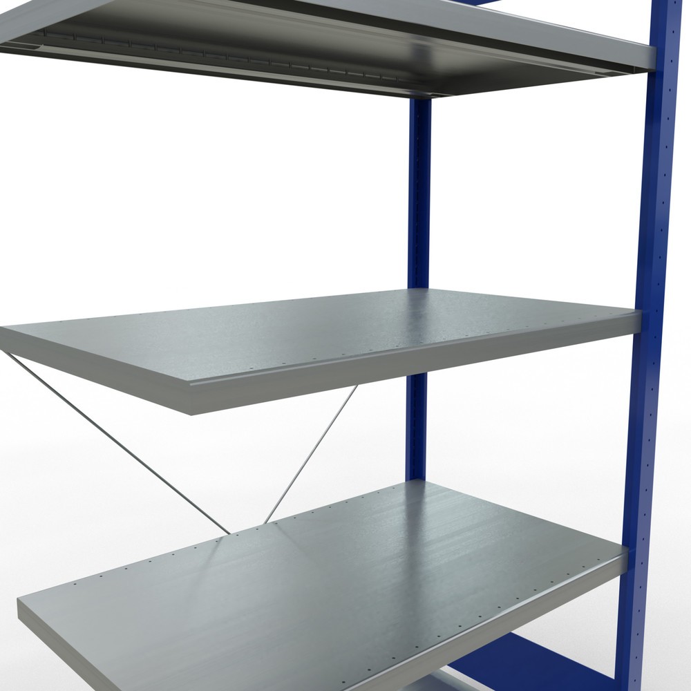 Numéro de l'image du produit 5: Rayonnage à tablettes SCHULTE, montage par enfichage, travée auxiliaire, charge par tablette 330 kg, bleu gentiane/galvanisé, H x l x P 2000 x 1000 x 600 mm