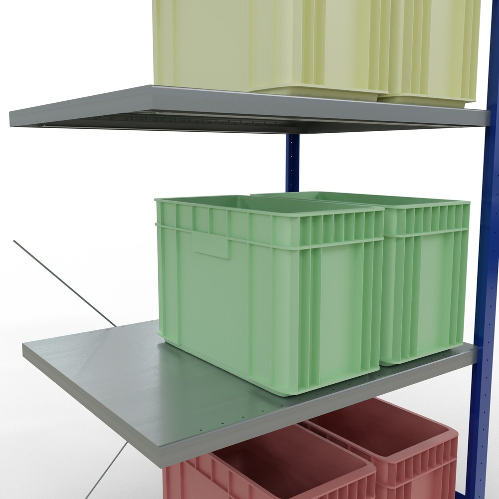 Numéro de l'image du produit 4: Rayonnage à tablettes SCHULTE, montage par enfichage, travée auxiliaire, charge par tablette 330 kg, bleu gentiane/galvanisé, H x l x P 2000 x 1000 x 800 mm