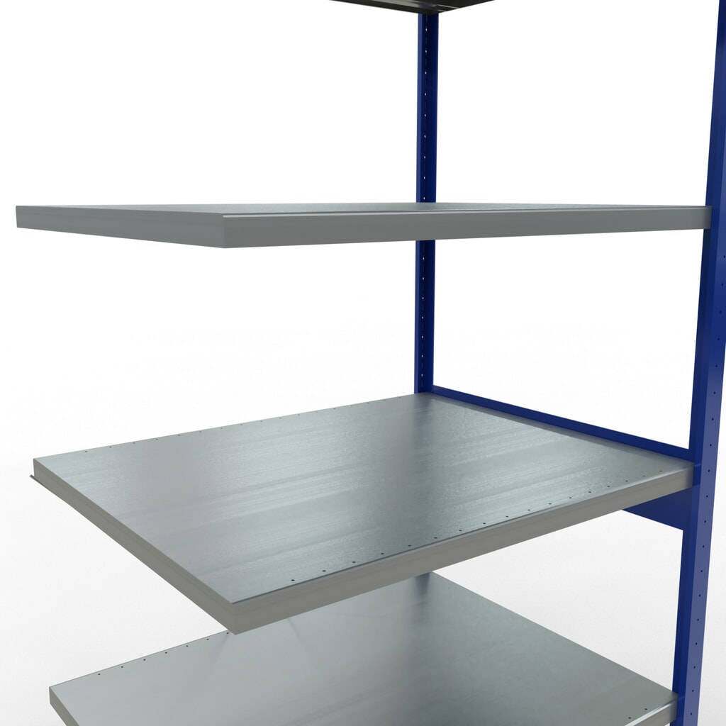 N° de l'image du produit 5 : Rayonnage à tablettes SCHULTE, montage par enfichage, travée auxiliaire, charge par tablette 330 kg, bleu gentiane/galvanisé, H x l x P 2 500 x 1 000 x 800 mm