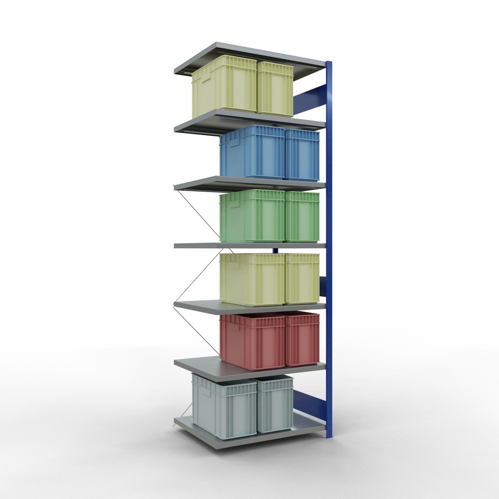 Numéro de l'image du produit 3: Rayonnage à tablettes SCHULTE, montage par enfichage, travée auxiliaire, charge par tablette 330 kg, bleu gentiane/galvanisé, H x l x P 3 000 x 1000 x 800 mm
