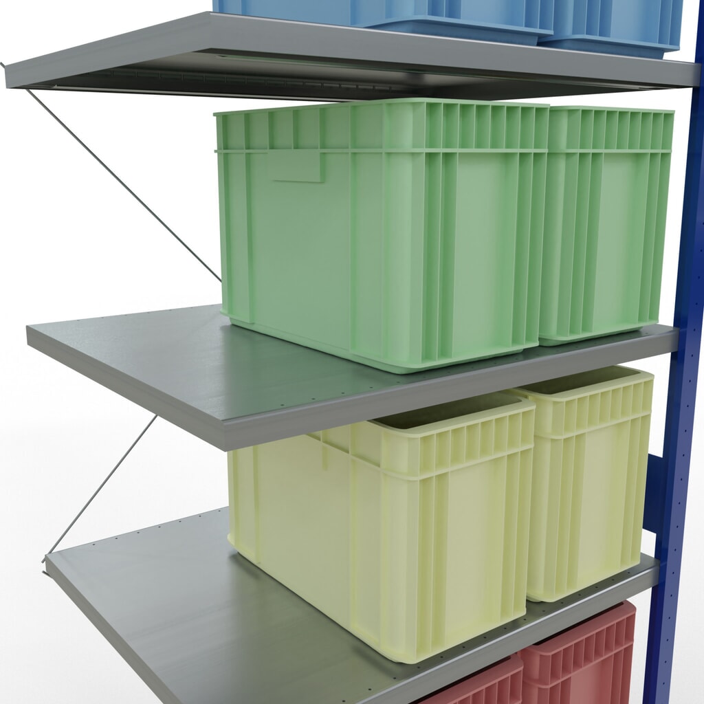 N° de l'image du produit 4 : Rayonnage à tablettes SCHULTE, montage par enfichage, travée auxiliaire, charge par tablette 330 kg, bleu gentiane/galvanisé, H x l x P 3 000 x 1000 x 800 mm