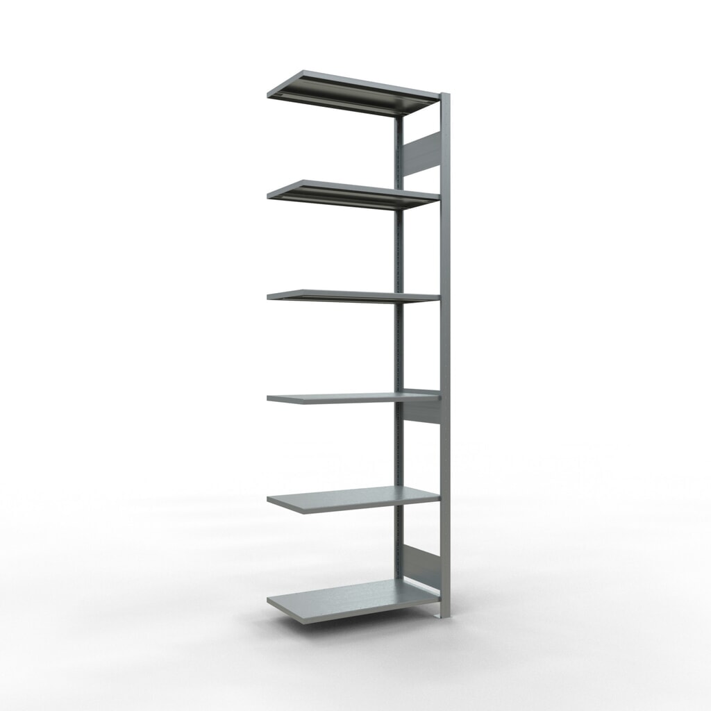 Rayonnage à tablettes SCHULTE, système à emboîter, travée auxiliaire, CT 150 kg, galvanisé, HxlxP 2 500 x 750 x 400 mm Illustration du produit: Rayonnage à tablettes SCHULTE, système à emboîter, travée auxiliaire, CT 150 kg, galvanisé, HxlxP 2 500 x 750 x 400 mm