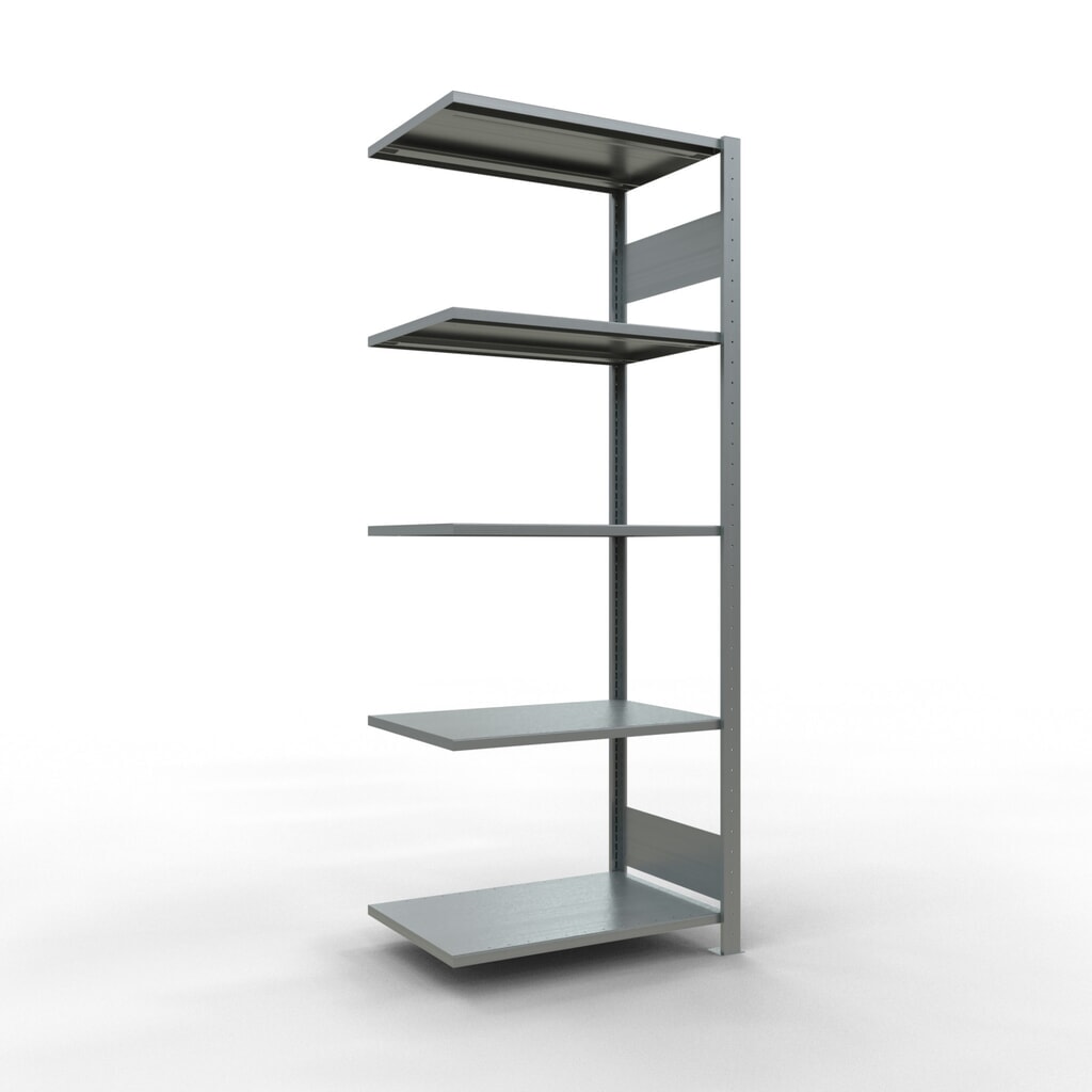 Rayonnage à tablettes SCHULTE, système à emboîter, travée auxiliaire, CT 150 kg, gris clair, HxlxP 2 000 x 750 x 500 mm Illustration du produit: Rayonnage à tablettes SCHULTE, système à emboîter, travée auxiliaire, CT 150 kg, gris clair, HxlxP 2 000 x 750 x 500 mm