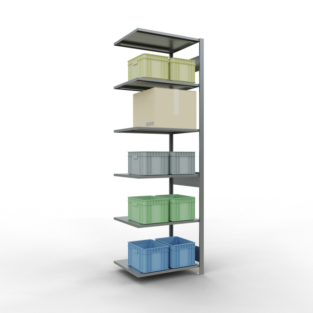 Numéro de l'image du produit 2: Rayonnage à tablettes SCHULTE, système à emboîter, travée auxiliaire, CT 150 kg, galvanisé, HxlxP 2 500 x 750 x 600 mm