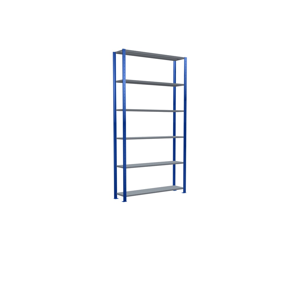 N° de l'image du produit 5 : SCHULTE Rayonnage à tablettes, bleu gentiane / galvanisé, charge par tablette 150 kg, HxlxP 2 500 x 1 360 x 336 mm