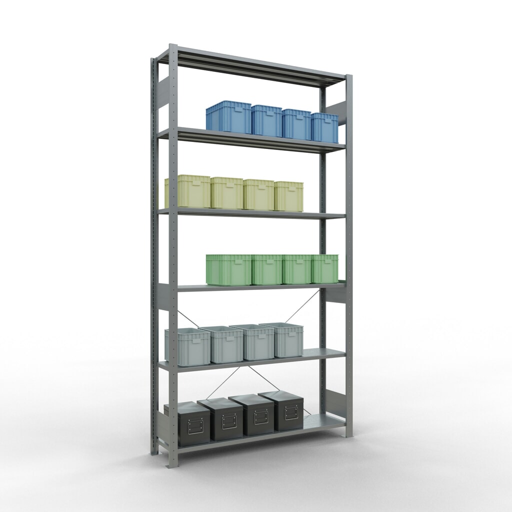 N° de l'image du produit 4 : SCHULTE Rayonnage à tablettes galvanisé, charge par tablette 150 kg, HxlxP 2 500 x 1 360 x 336 mm