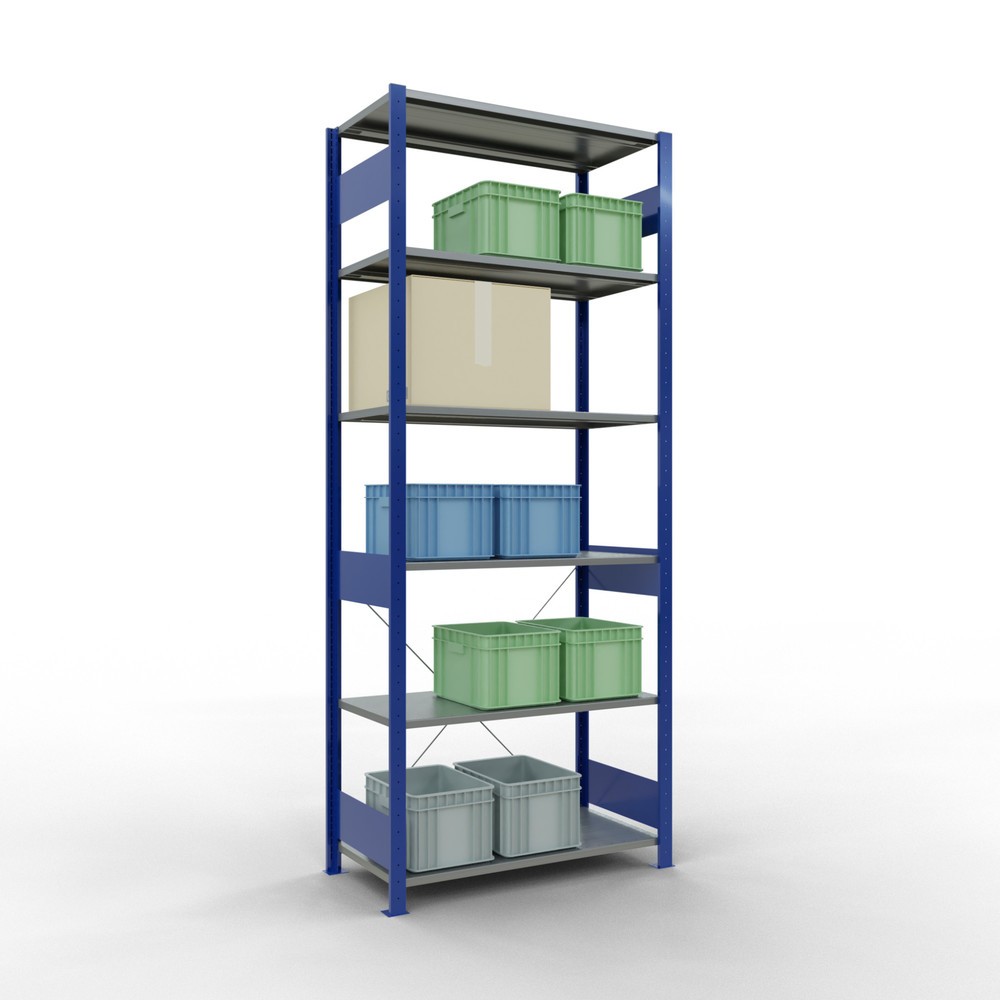Numéro de l'image du produit 4: SCHULTE Rayonnage à tablettes, bleu gentiane / galvanisé, charge par tablette 150 kg, HxlxP 2 500 x 1 060 x 536 mm