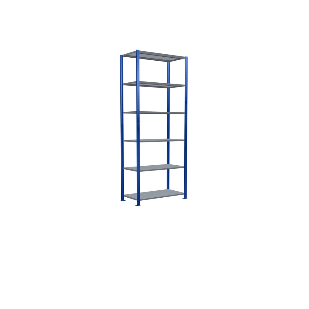 N° de l'image du produit 5 : SCHULTE Rayonnage à tablettes, bleu gentiane / galvanisé, charge par tablette 150 kg, HxlxP 2 500 x 1 060 x 536 mm