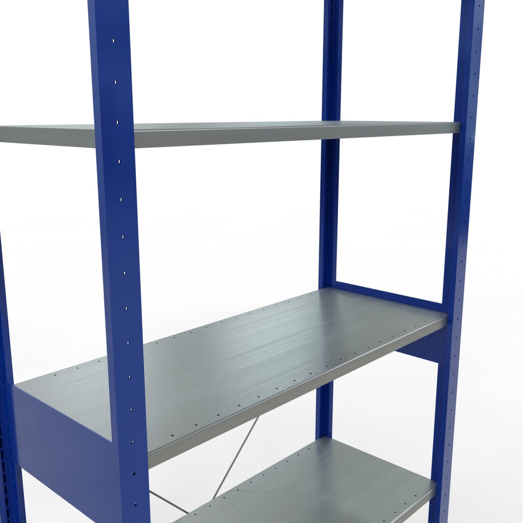 N° de l'image du produit 2 : SCHULTE Rayonnage à tablettes, bleu gentiane / galvanisé, charge par tablette 150 kg, HxlxP 2 500 x 1 060 x 436 mm