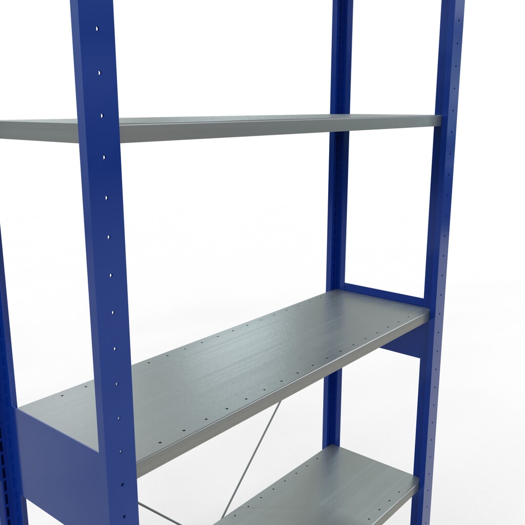 N° de l'image du produit 2 : SCHULTE Rayonnage à tablettes, bleu gentiane / galvanisé, charge par tablette 150 kg, HxlxP 2 500 x 1 060 x 336 mm
