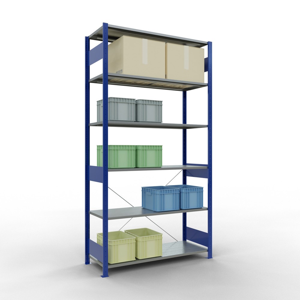 Numéro de l'image du produit 3: SCHULTE Rayonnage à tablettes, bleu gentiane / galvanisé, charge par tablette 150 kg, HxlxP 2 500 x 1 360 x 536 mm