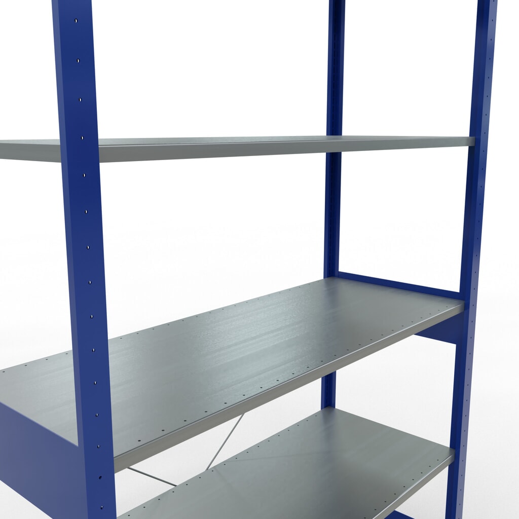 N° de l'image du produit 5 : SCHULTE Rayonnage à tablettes, bleu gentiane / galvanisé, charge par tablette 150 kg, HxlxP 2 500 x 1 360 x 536 mm