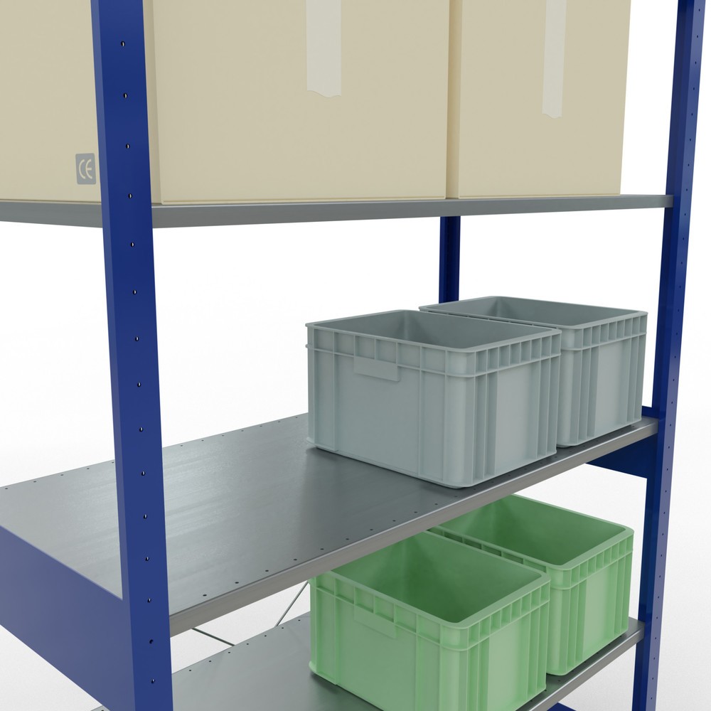 Numéro de l'image du produit 4: SCHULTE Rayonnage à tablettes, bleu gentiane / galvanisé, charge par tablette 150 kg, HxlxP 2 500 x 1 360 x 636 mm