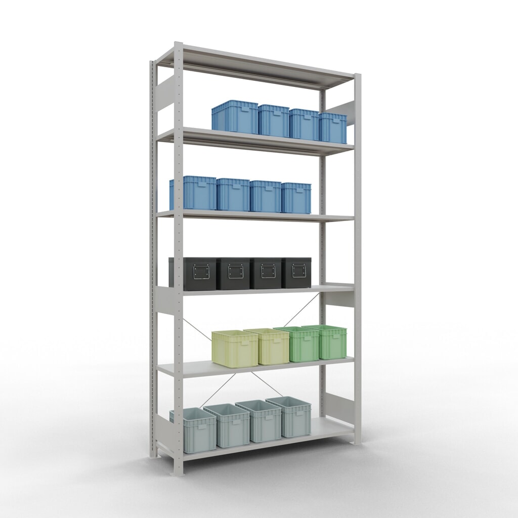 N° de l'image du produit 3 : SCHULTE Rayonnage à tablettes gris clair, charge par tablette 150 kg, HxlxP 2 500 x 1 360 x 436 mm