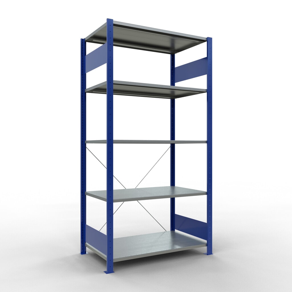 SCHULTE Rayonnage à tablettes, bleu gentiane / galvanisé, avec 5 tablettes en tôle d’acier, charge par tablette 150 kg, HxlxP 2 000 x 1 060 x 636 mm Illustration du produit: SCHULTE Rayonnage à tablettes, bleu gentiane / galvanisé, avec 5 tablettes en tôle d’acier, charge par tablette 150 kg, HxlxP 2 000 x 1 060 x 636 mm
