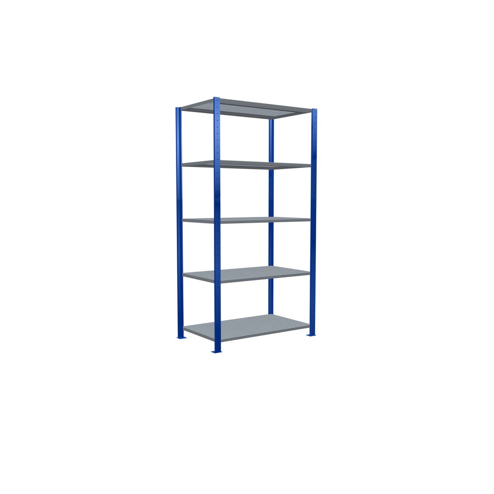 Numéro de l'image du produit 5: SCHULTE Rayonnage à tablettes, bleu gentiane / galvanisé, avec 5 tablettes en tôle d’acier, charge par tablette 150 kg, HxlxP 2 000 x 1 060 x 636 mm