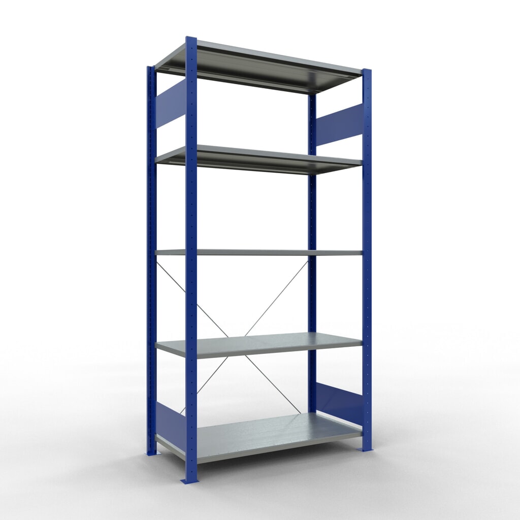 SCHULTE Rayonnage à tablettes, bleu gentiane / galvanisé, avec 5 tablettes en tôle d’acier, charge par tablette 150 kg, HxlxP 2 000 x 1 060 x 536 mm Illustration du produit: SCHULTE Rayonnage à tablettes, bleu gentiane / galvanisé, avec 5 tablettes en tôle d’acier, charge par tablette 150 kg, HxlxP 2 000 x 1 060 x 536 mm