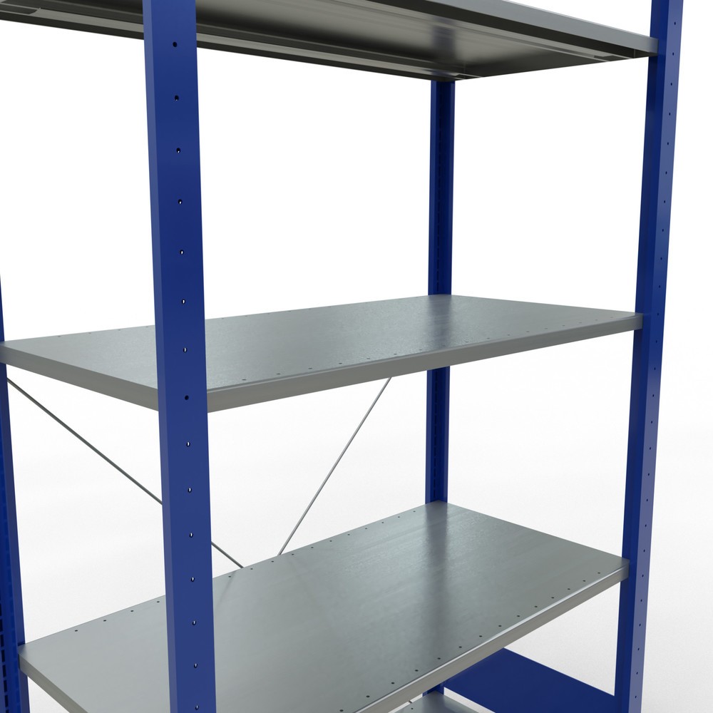 Numéro de l'image du produit 2: SCHULTE Rayonnage à tablettes, bleu gentiane / galvanisé, avec 5 tablettes en tôle d’acier, charge par tablette 150 kg, HxlxP 2 000 x 1 060 x 536 mm