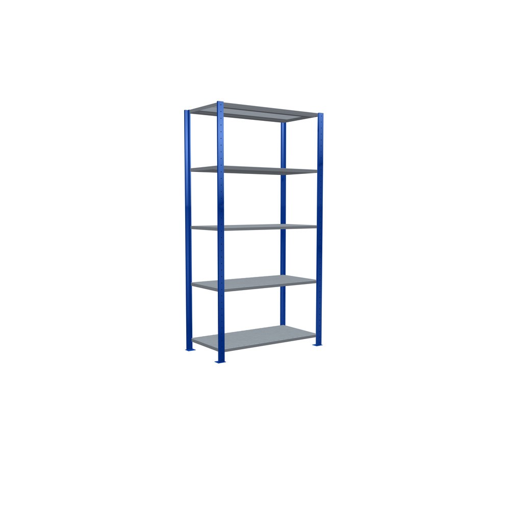 Numéro de l'image du produit 5: SCHULTE Rayonnage à tablettes, bleu gentiane / galvanisé, avec 5 tablettes en tôle d’acier, charge par tablette 150 kg, HxlxP 2 000 x 1 060 x 536 mm