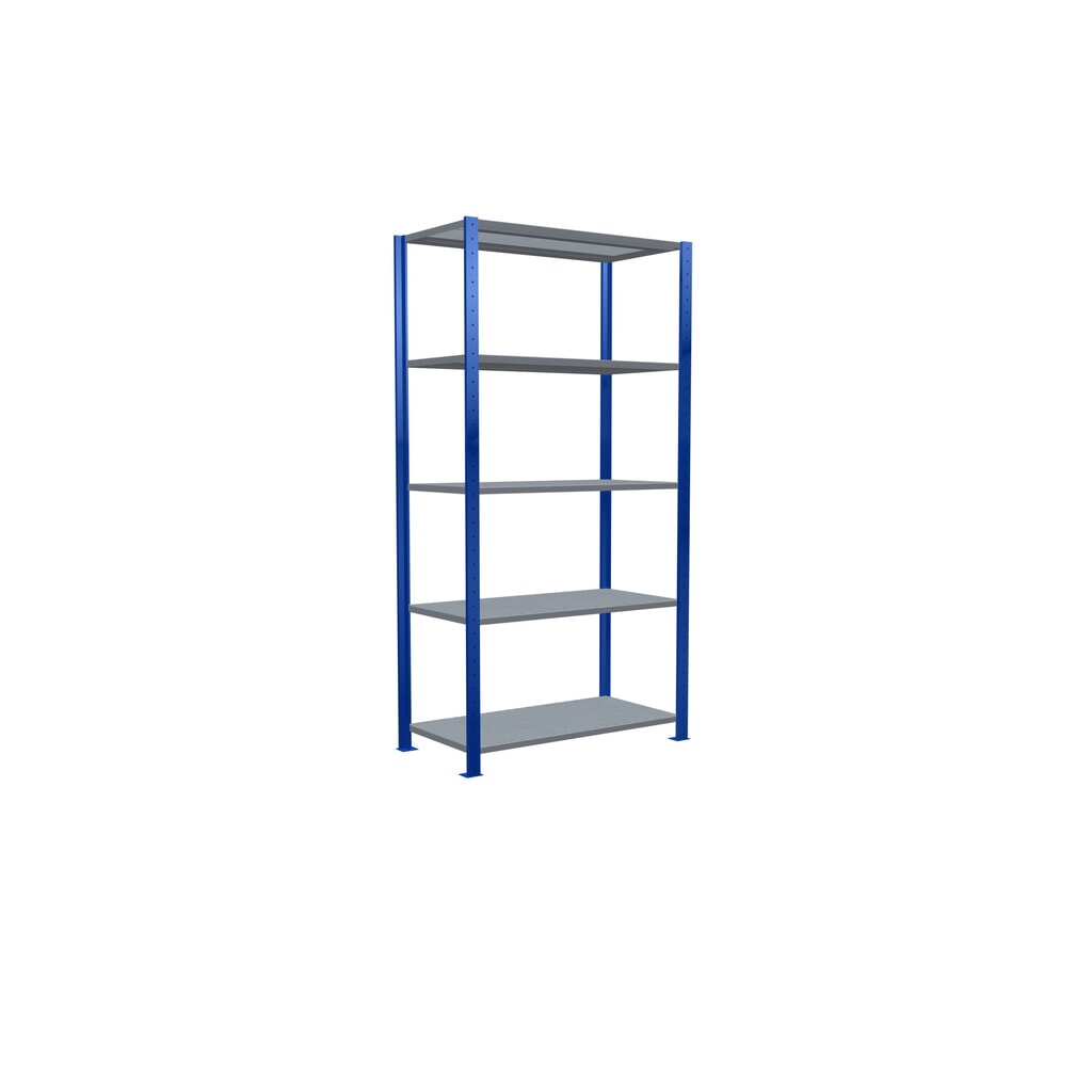 N° de l'image du produit 5 : SCHULTE Rayonnage à tablettes, bleu gentiane / galvanisé, avec 5 tablettes en tôle d’acier, charge par tablette 150 kg, HxlxP 2 000 x 1 060 x 536 mm