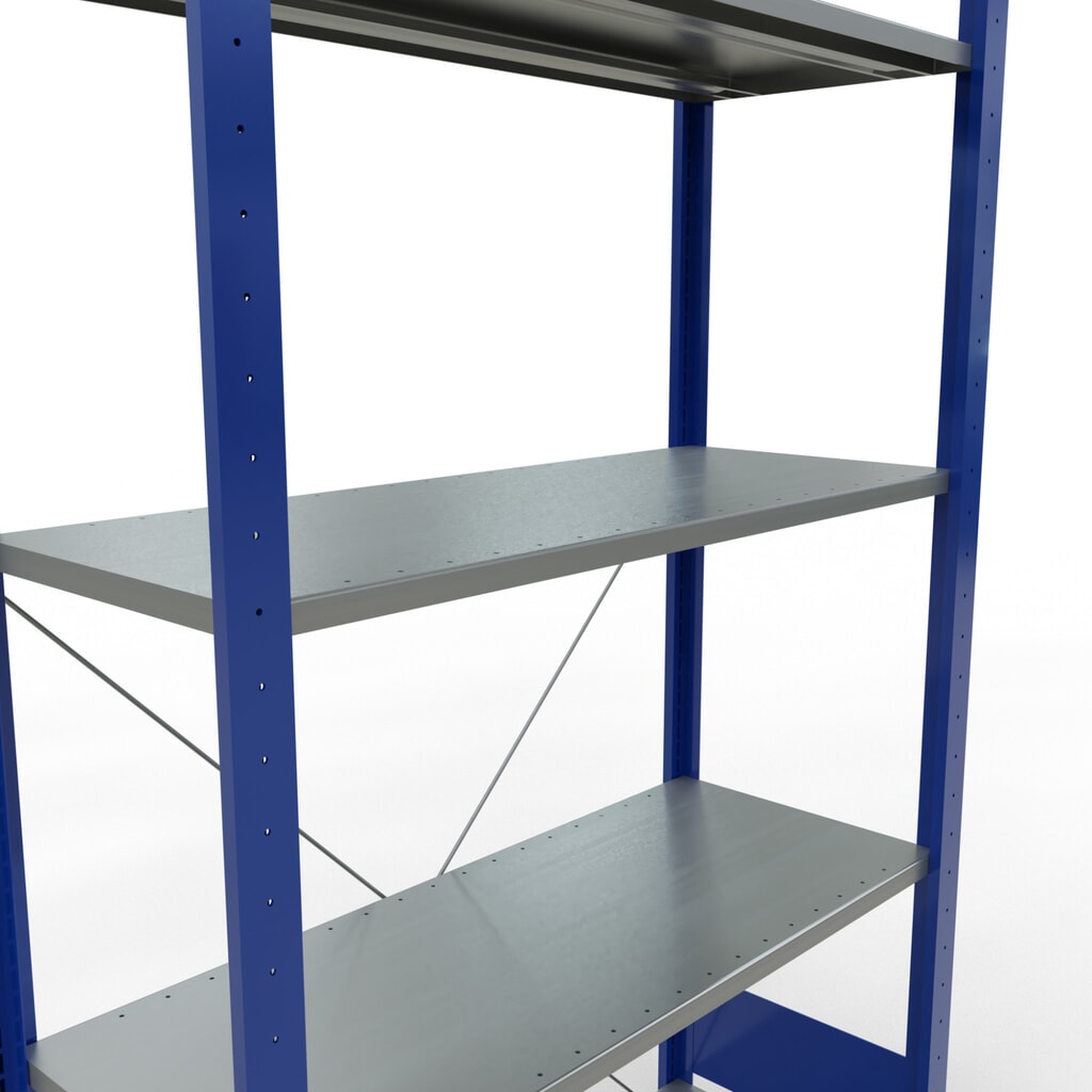 N° de l'image du produit 2 : SCHULTE Rayonnage à tablettes, bleu gentiane / galvanisé, avec 5 tablettes en tôle d’acier, charge par tablette 150 kg, HxlxP 2 000 x 1 060 x 436 mm