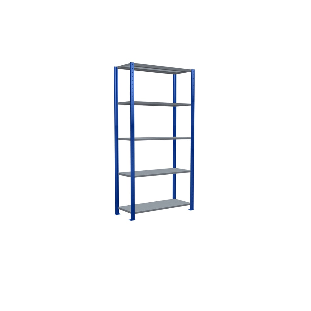 N° de l'image du produit 5 : SCHULTE Rayonnage à tablettes, bleu gentiane / galvanisé, avec 5 tablettes en tôle d’acier, charge par tablette 150 kg, HxlxP 2 000 x 1 060 x 436 mm