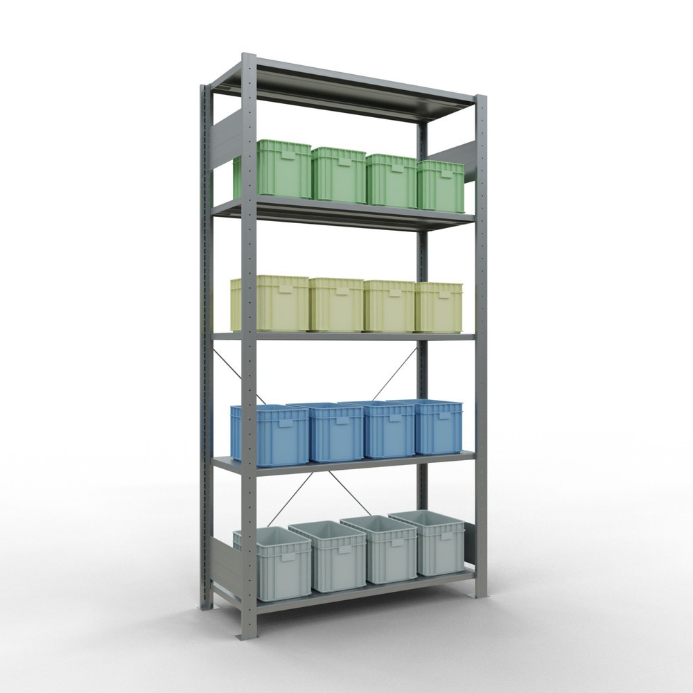 Numéro de l'image du produit 3: SCHULTE Rayonnage à tablettes galvanisé avec 5 tablettes en tôle d’acier, charge par tablette 150 kg, HxlxP 2 000 x 1 060 x 436 mm