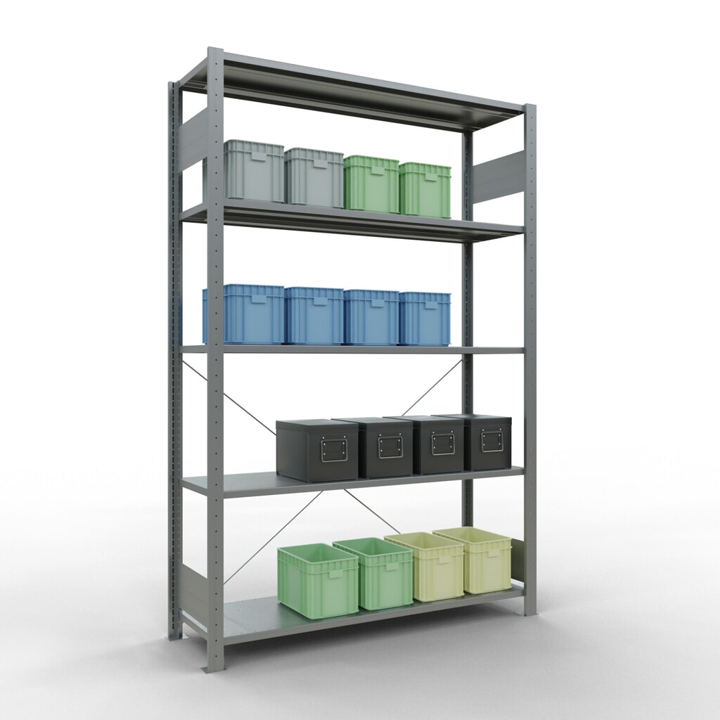 N° de l'image du produit 3 : SCHULTE Rayonnage à tablettes galvanisé avec 5 tablettes en tôle d’acier, charge par tablette 150 kg, HxlxP 2 000 x 1 360 x 436 mm