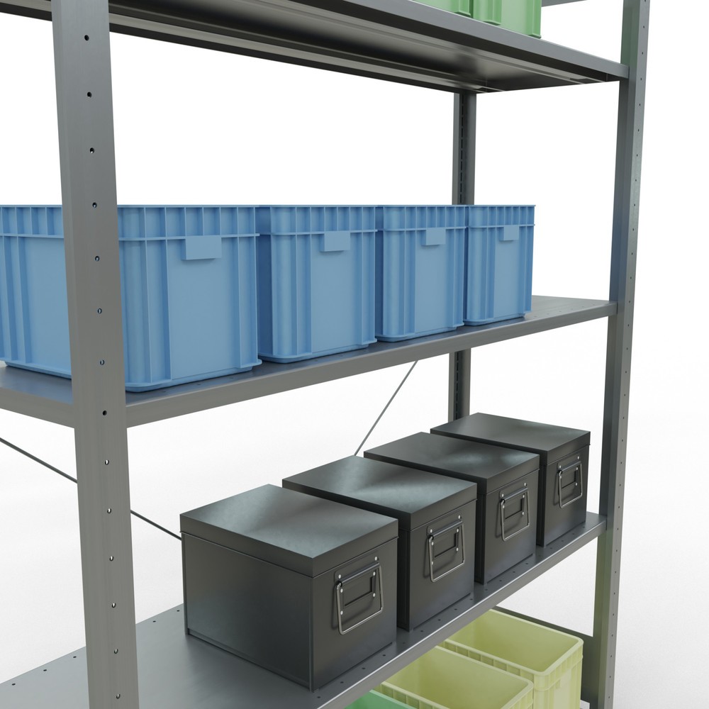 Numéro de l'image du produit 4: SCHULTE Rayonnage à tablettes galvanisé avec 5 tablettes en tôle d’acier, charge par tablette 150 kg, HxlxP 2 000 x 1 360 x 436 mm